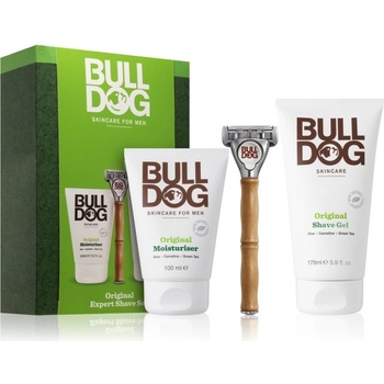 Bulldog Expert Original Moisturizer hydratační krém na obličej pro muže 100 ml + Original Shave Gel gel na holení 175 ml + holicí strojek dárková sada