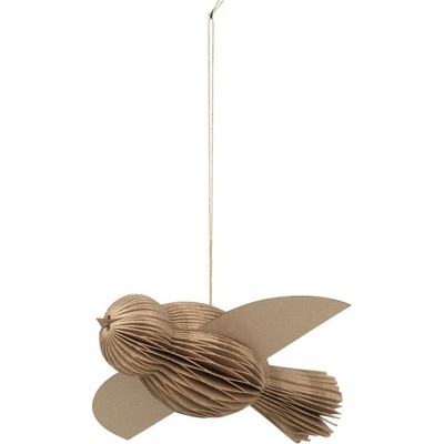 Broste Vánoční ozdoba PAPER BIRD přírodní
