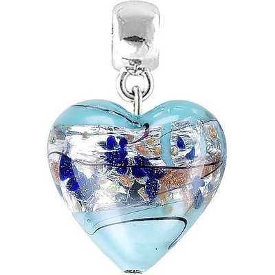 Lampglas Půvabný přívěsek Ice Heart s ryzím stříbrem v perle Lampglas S29
