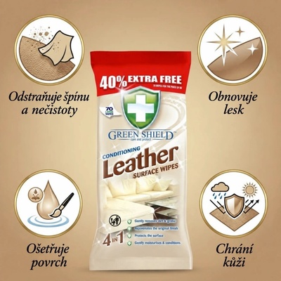 Green Shield Conditioning Leather vlhčené ubrousky na kůži 50 ks