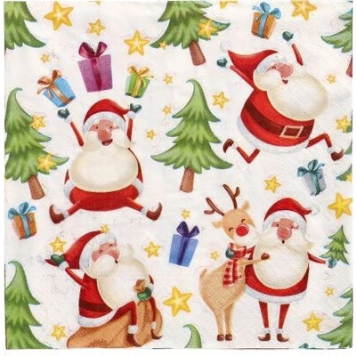 Pap Star Ubrousky Happy Santa 89100P 20ks 3V 33x33cm