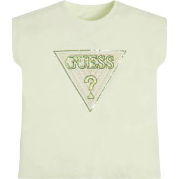 Image 1 of GUESS Тениска с къс ръкав в бледо зелено за момиче с пайети Guess