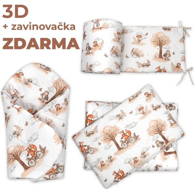 Baby Nellys 3D Mantinel s povlečením + zavinovačka Liška béžová bílá 120 x 90 cm – Zboží Dáma