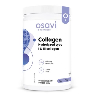 Osavi Collagen Hydrolyzed, Хидролизиран колаген на прах, тип I и III, 600 g