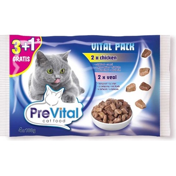 PreVital kočka kuře a telecí 4 x 100 g