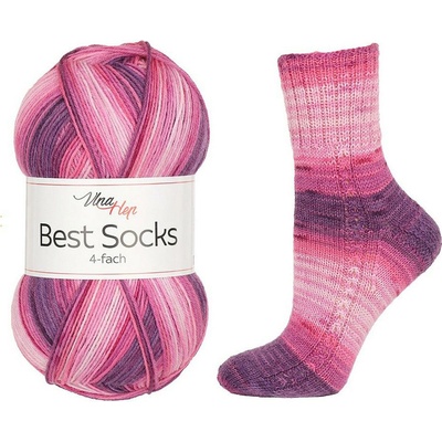Pletací příze Best Socks samovzorovací / ponožkovka 100 g Varianta: 25 (7406) růžovofialová, Balení: 1 ks 53648/133793/279073