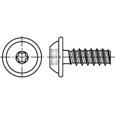 Killich šroub do plastu 6.0x20 F ZINEK půlkulatá hlava s límcem, TORX 25 Eco-syn, tupý, PLASFAST 30 [1 ks]