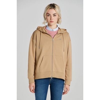 Gant Rel Shield Zip Hoodie hnedá