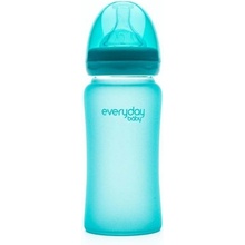 Everyday Baby fľaša sklo s teplotným senzorom Turquoise 240 ml