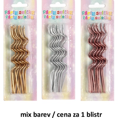 Stil PÁRTY SVÍČKY kroucené 12ks, MIX BAREV / cena za 1 blistr
