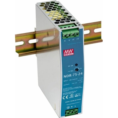 Mean Well LED Napájací impulzný zdroj na DIN lištu NDR-75-24