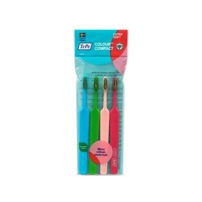TePe Colour Compact zubní kartáček Toothbrush Extra Soft 4 ks