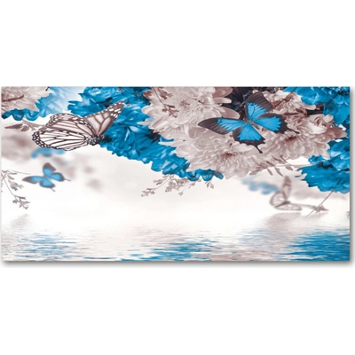 Foto obraz sklo tvrzené Kvety a motýle 100x50 cm