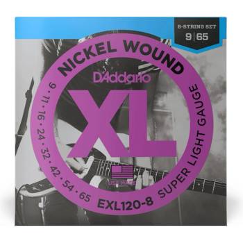 D'Addario EXL120-8, Струни за 8 струнна електрическа китара, Размер 09-65 (EXL120-8)