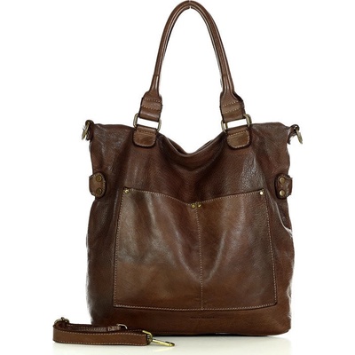 Mazzini Marco dámska kožená shopper taška XL Vintage čokoládová v7t