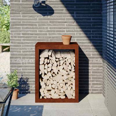 vidaXL Стойка за дърва за огрев 60x40x80 cm Патинираща стомана (851002)