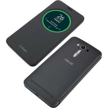 ASUS Калъф за Asus ZenFone 2 Laser, отваряем с прозорец, поликарбонатов, Asus View Flip ZE500KL, черен (90AC00G0-BCV001)