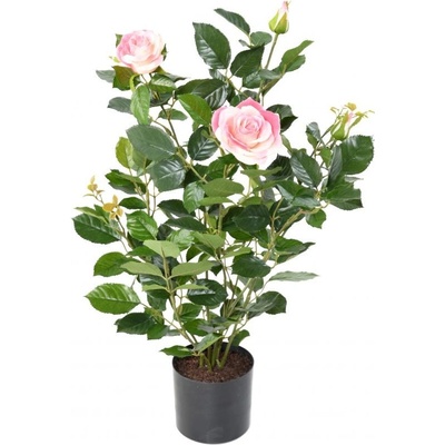 Luxusní umělá květina Keř růží růžový, 60cm