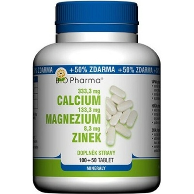 Bio Pharma Calcium 333mg+Magnezium 133mg+Zinek 8mg 100+50 tablet