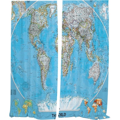 IMPAR Závěsy Mapa (Rozměr : 140x250, Materiál: Interlock)