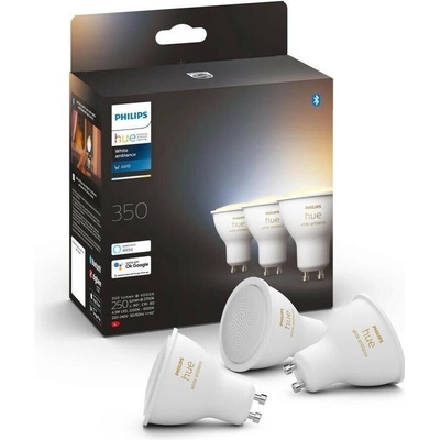 Philips Hue Bluetooth 3x žiarovka LED RGB GU10 4,3W, 350lm, 2000-6500K, biela + bridge