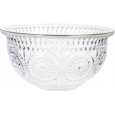 Homla Miska Barrel sklenená vzorovaná so zlatým rantom 13 x 6 cm