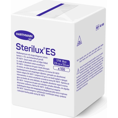 Sterilux ES kompres nesterilný 17 vlákien 8 vrstiev 7,5 cm x 7,5 cm 100 ks