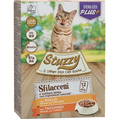 Stuzzy Cat Shreds Sterilized trhané kuracie a morčacie mäso 12 x 85 g