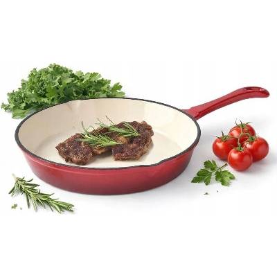 Smaltovaná litinová pánev Konighoffer 24 cm kulatá, třešňově červená