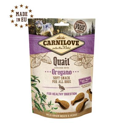 CARNILOVE Dog Semi-Moist Snack Quail amp; Oregano 200 g / Polomäkká maškrta pre psov (8595602527359)