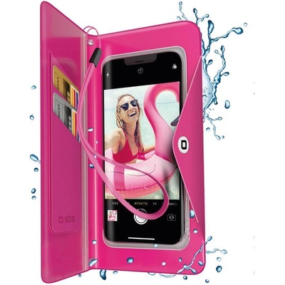 SBS Универсален водоустойчив калъф за смартфони до 6.8 инча - SBS Waterproof Universal Wallet Case IPX8 (розов) (2200358)