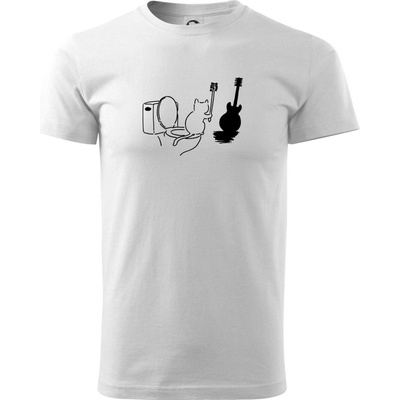 Mačka a gitara WC tričko biela