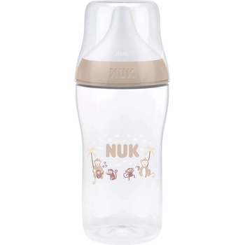 Nuk Шише със силиконов биберон NUK Perfect Match - 260 ml, размер M, 3 м+, маймуна, бежово (10216325)