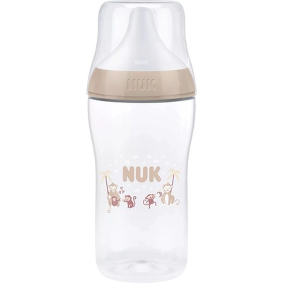 Nuk Шише със силиконов биберон NUK Perfect Match - 260 ml, размер M, 3 м+, маймуна, бежово (10216325)