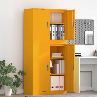 vidaXL Шкаф за съхранение 2 бр. Горчично жълто 80 x 40 x 175 см (3438738)
