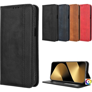 Huawei Кожен калъф с портфейл за Huawei Pura 80 Ultra| Ретро дизайн с магнит | Включен Протектор | Цвят: Черен, Тъмносин, Червен, Кафяв