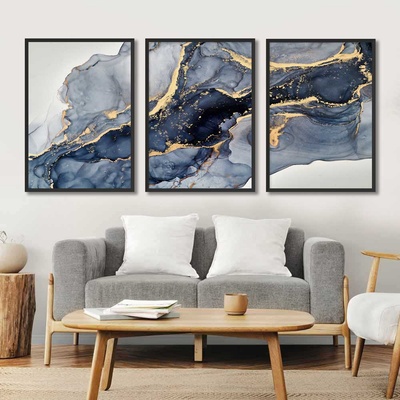 Decono Картини Бляскав Син Мрамор