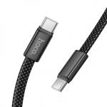 hoco. Плетен кабел Hoco X125 USB-C to USB-C Cable, 60W, 3A, 1 метър, Черен (X125)
