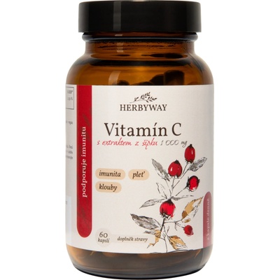 Herbyway Vitamín C s extraktem z šípku 1 000 mg 60 kapslí