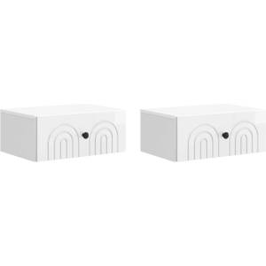 vidaXL Спален шкаф с монтаж на стена 2 бр. Бял гланц 49 x 34, 5 x 20 см (898114)