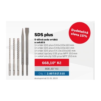 BOSCH SDS plus-5X a sada sekáčů, 5 ks 2607017515