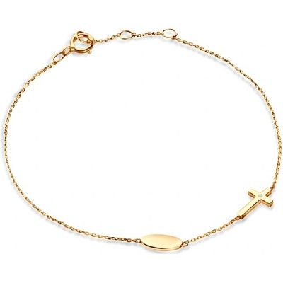 SAVICKI Náramok s príveskom krížik žlté zlato s diamantom 0.01 ct 18 cm - SAVB05610 Y C