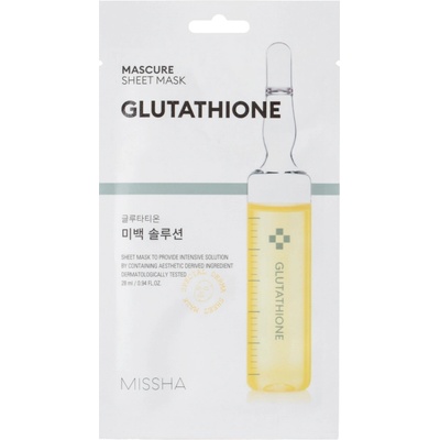 Missha Mascure Whitening Solution Sheet Mask Glutathione Rozjasňujúca textílna maska 27 ml