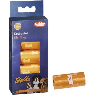 Nobby Pevné sáčky na exkrementy pre psy so vzorom kostičiek TidyUp vo farbe oranžová 4 rolky
