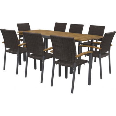 Livarno Home Valencia s rozkládacím stolem 9dílná, hnědá