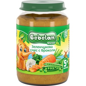 Bebelan Зеленчуково пюре Bebelan Puree - Зеленчукова смес с броколи, 190 g (7189) - ozone