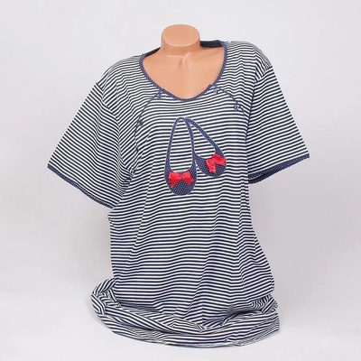 Макси нощница за кърмачки на синьо и бяло райе с пантофки