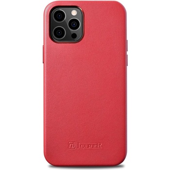ICARER Magsafe Калъф от Естествена Кожа за iPhone 12/Pro, iCarer Leather Case, Червен (WMI1216-RD)