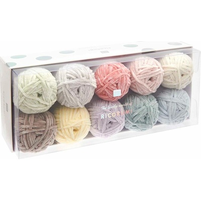 Rico Design Sada ženilkové háčkované guľôčky Ricorumi Nilli Nilli Pastel 10 ks - 1 sada