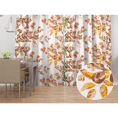 Biante Bavlnený záves Sandra SA-530 Hnedý eukalyptus na bielom 150x140 cm